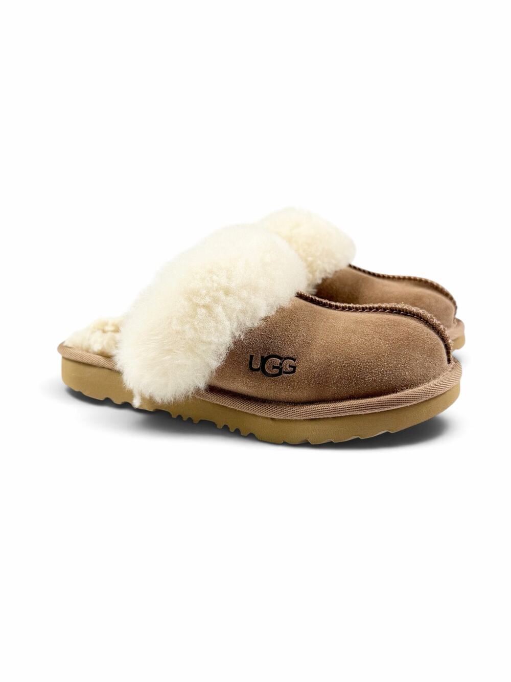 UGG Coquette Kids Chestnut Suede Sheepskin Slippers Shoes Size 1